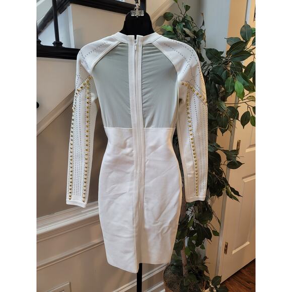 Chic Beading Bandage Long Sleeve Bodycon Party Mini Dress Size Large - Picture 7 of 12